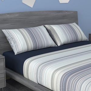 SAFDIE & CO. Navy Blue Ombré Striped Sheet Set
